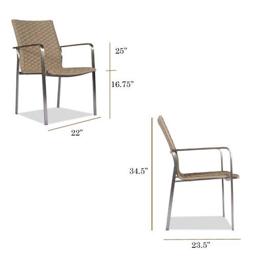 9 Pc Steel Teak Front Slide Extension Dining Set – Signature Table & Rover Rope Stacking Chairs