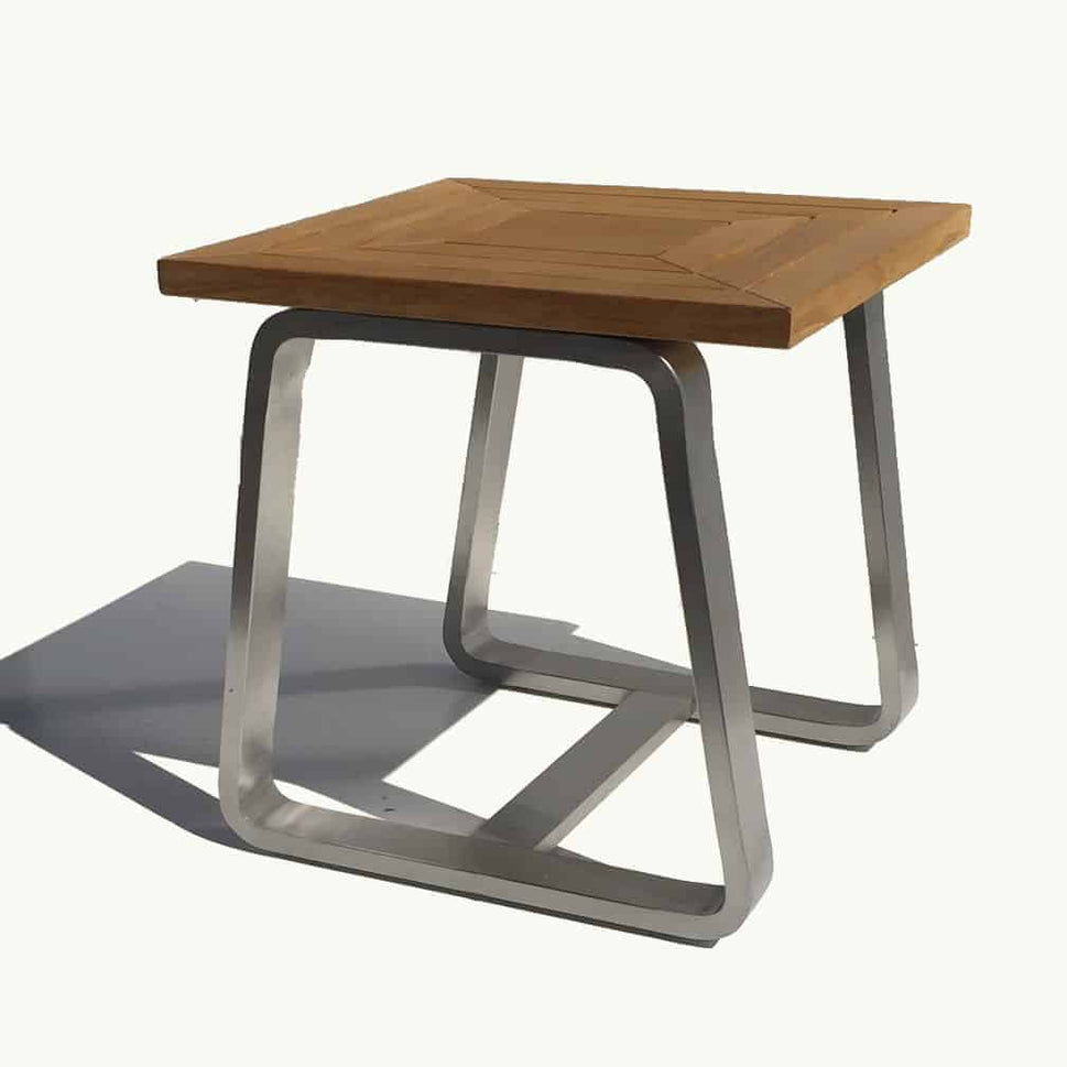 Teak Stainless steel Teak Outdoor Side Table Regnatt