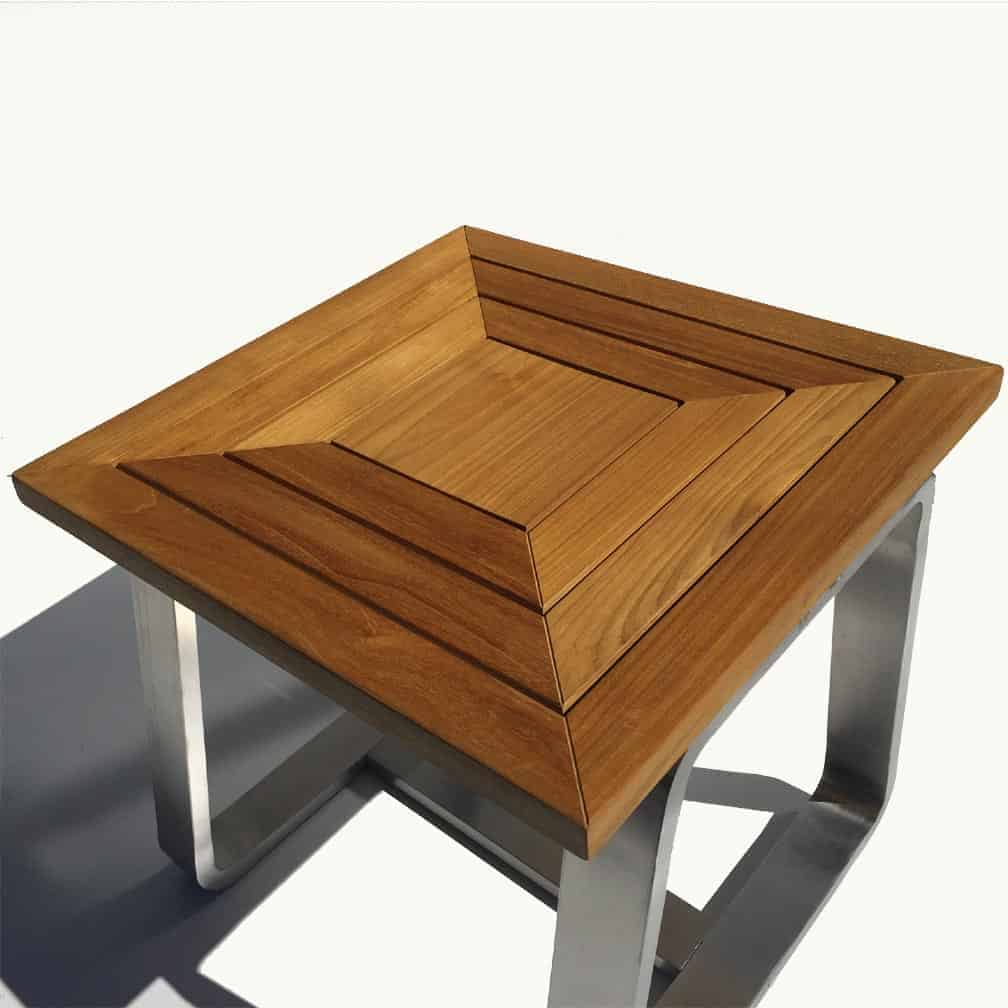 Teak Stainless steel Teak Outdoor Side Table Regnatt