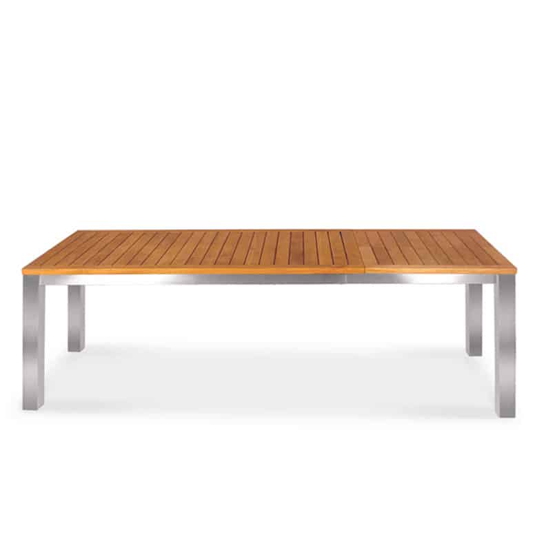 122 inch Teak-Steel Outdoor Front slide Extension Rectangular Table Signature