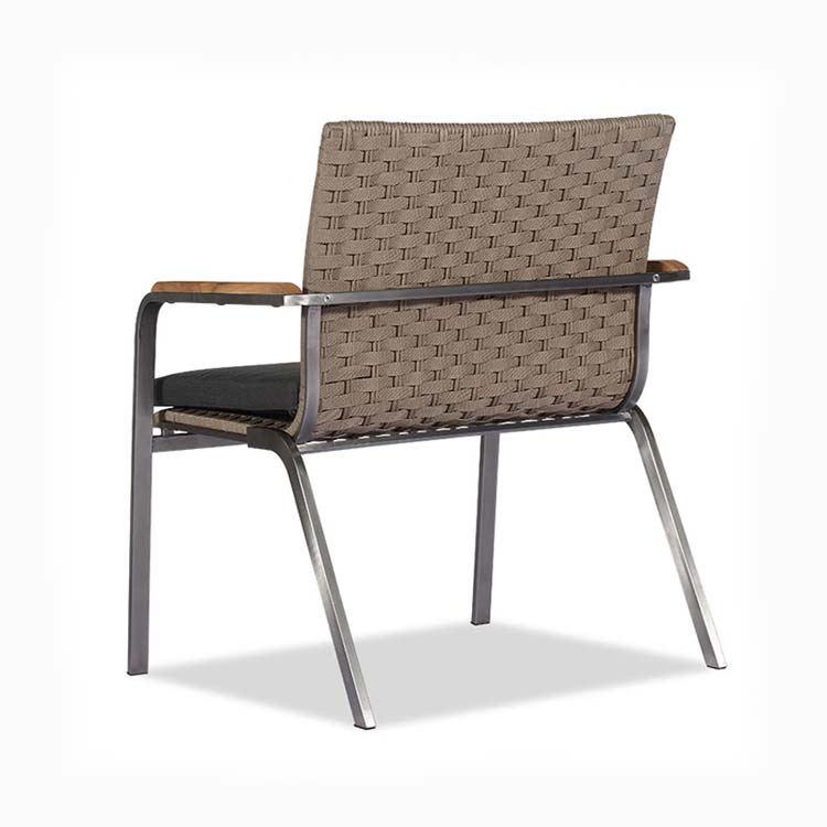 Modern Outdoor Stainless Steel Rope Teak Conversation Set – Rover