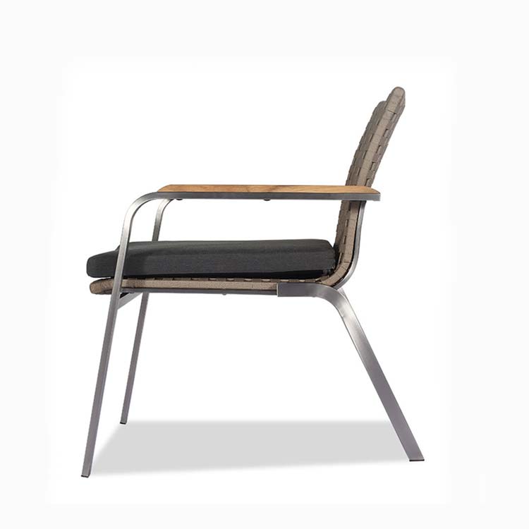 Modern Outdoor Stainless Steel Rope Teak Conversation Set – Rover