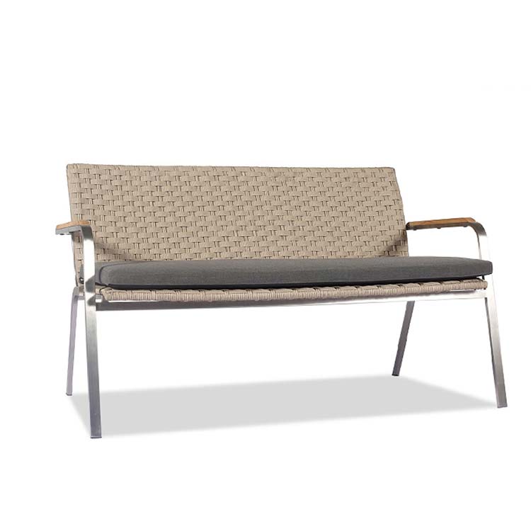 Modern Outdoor Stainless Steel Rope Teak Conversation Set – Rover