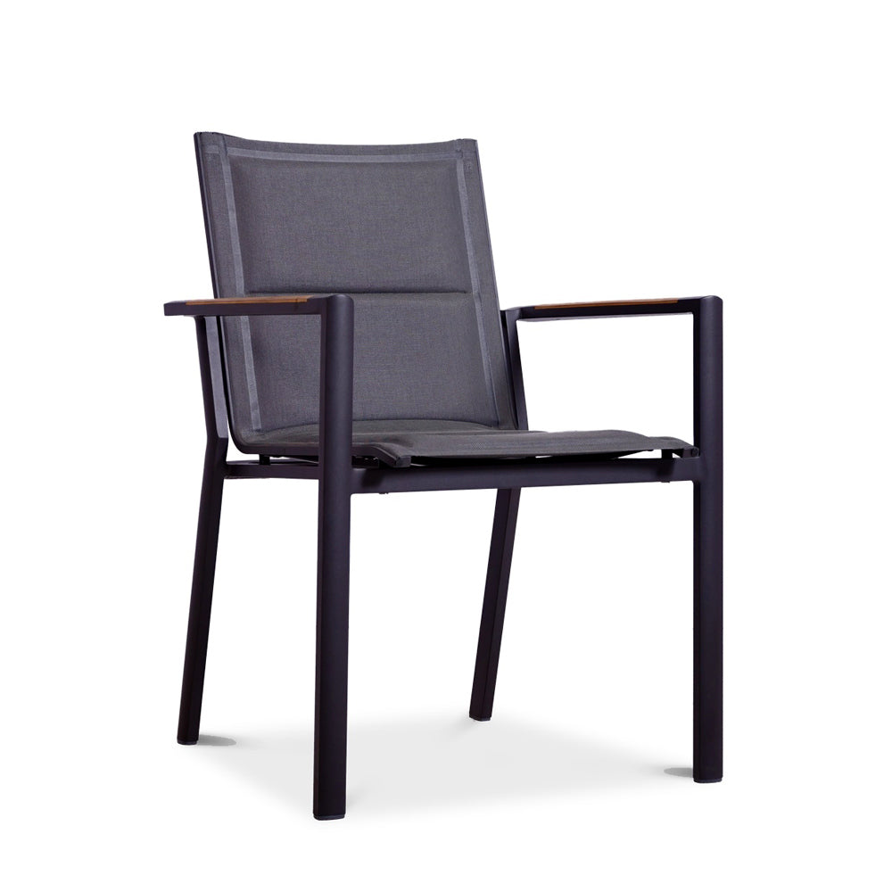 Outdoor Aluminum Sling Arm Black Chair- Summit