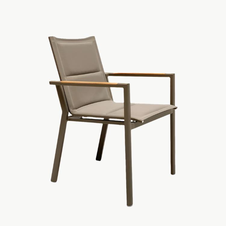 Outdoor Aluminum Sling Arm Taupe Chair- Summit