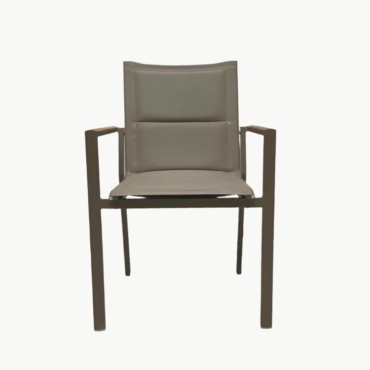 Outdoor Aluminum Sling Arm Taupe Chair- Summit