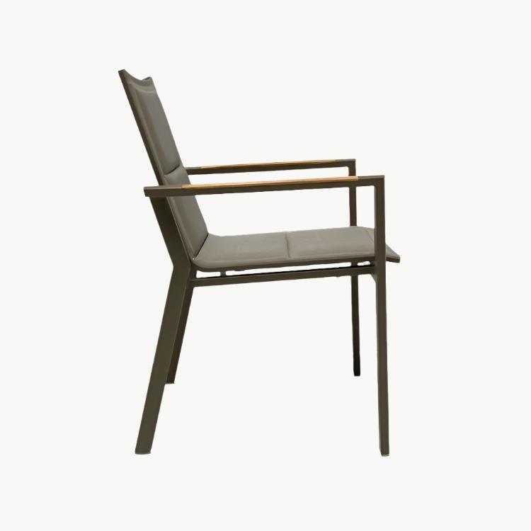 Outdoor Aluminum Sling Arm Taupe Chair- Summit