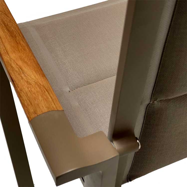 Outdoor Aluminum Sling Arm Taupe Chair- Summit