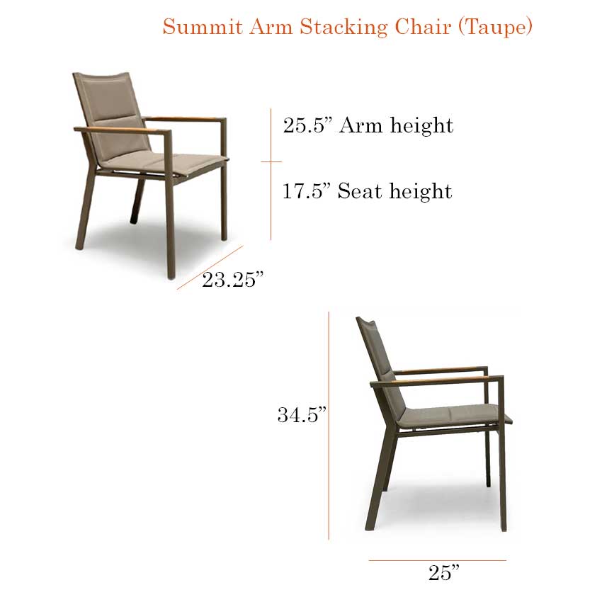 Outdoor Aluminum Sling Arm Taupe Chair- Summit