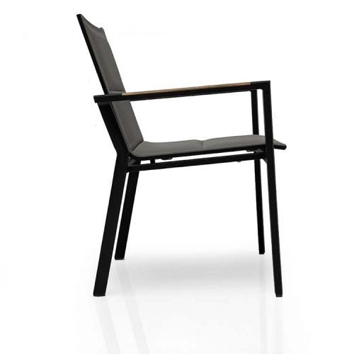 Outdoor Aluminum Sling Arm Black Chair- Summit