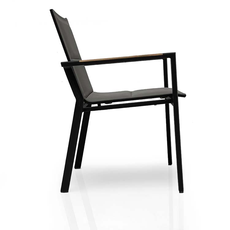 7 Pc Aluminum Outdoor Round Dining Set – Aarhus Table & Summit Sling Arm Chairs | Seats 6