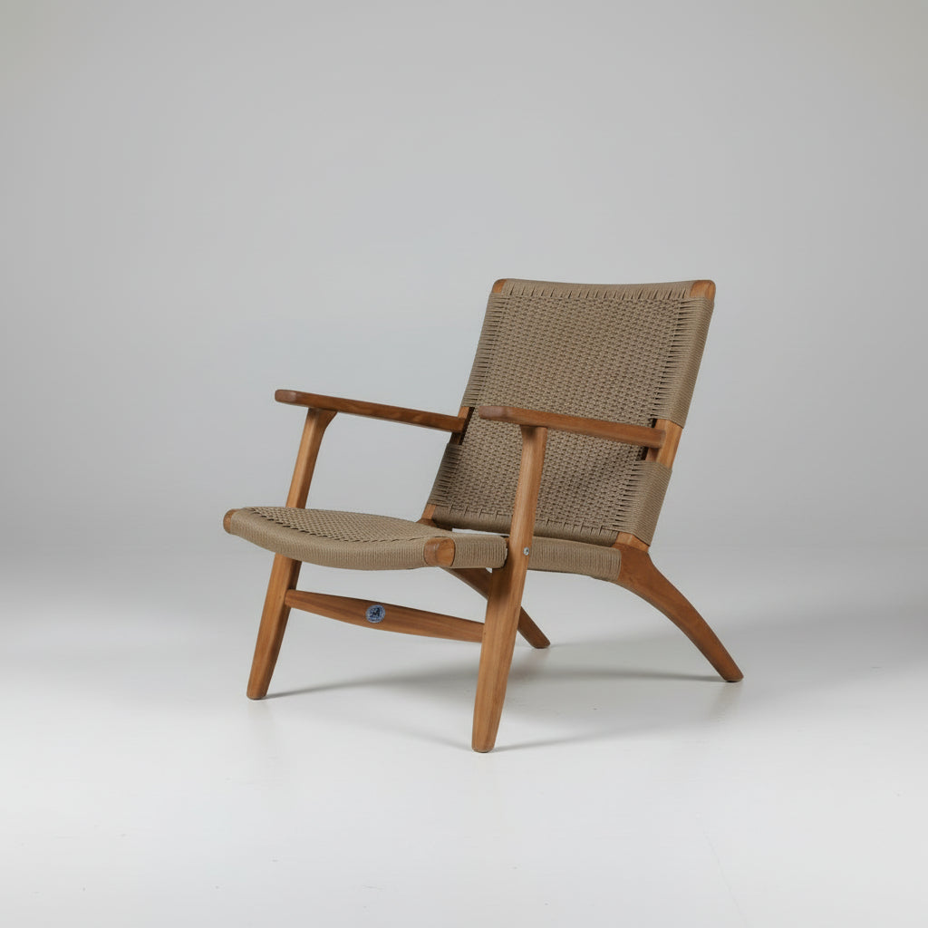 Outdoor Teak Lounge Club Chair β The Rope Chair Natural Tan shade