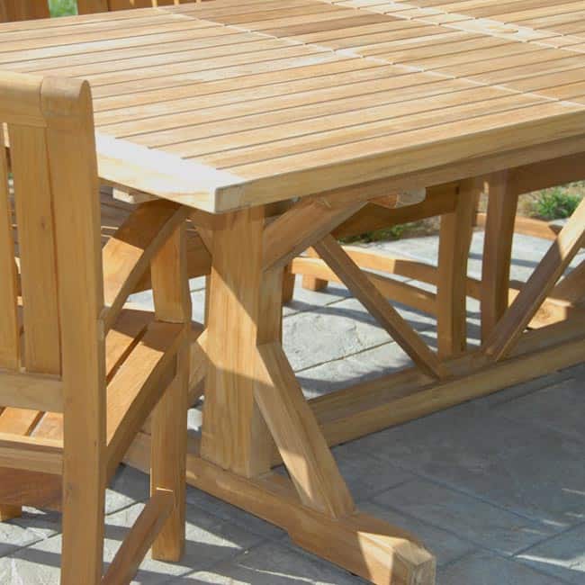 8 feet Teak Double Extension Beam Table Heritage