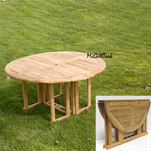 5 feet Teak Round Folding Outdoor Dining Table Mardel