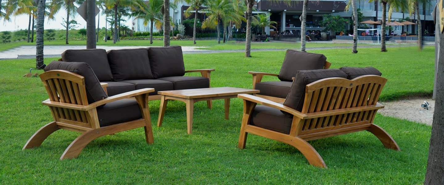 Modern Teak Outdoor Deep Seating Set- Olympia