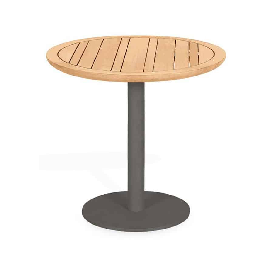 Teak Aluminum Outdoor Round Charcoal Bistro Table- Barbara