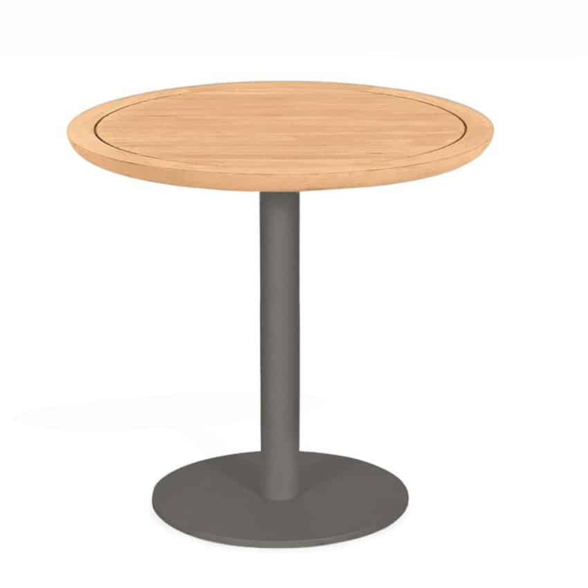 Teak Aluminum Outdoor Round Charcoal Bistro Table- Barbara