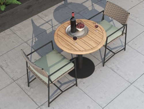 Teak Aluminum Outdoor Round Charcoal Bistro Table- Barbara