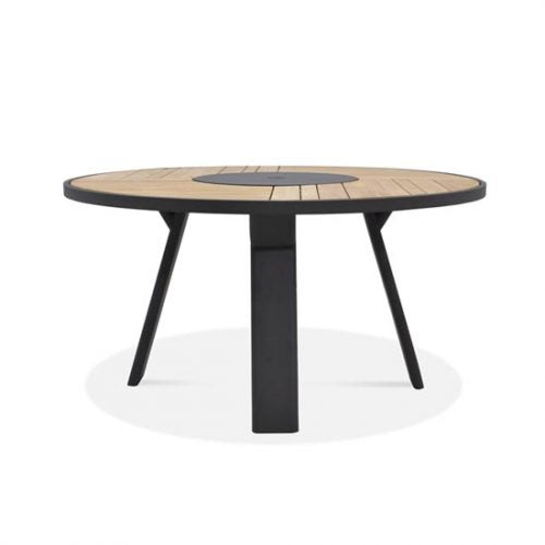 Teak Aluminum Outdoor Dining Round Table 5 feet Asteroid Bold