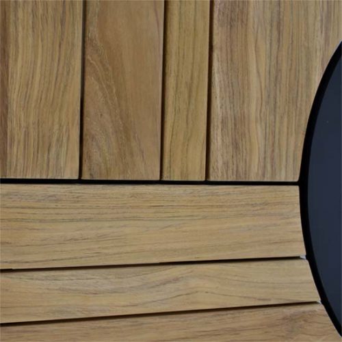 Teak Aluminum Outdoor Dining Round Table 5 feet Asteroid Bold