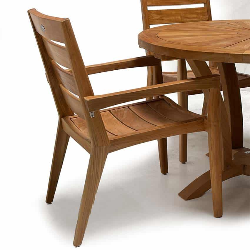 5 PC Teak outdoor Helios Round Table with Olga chairs