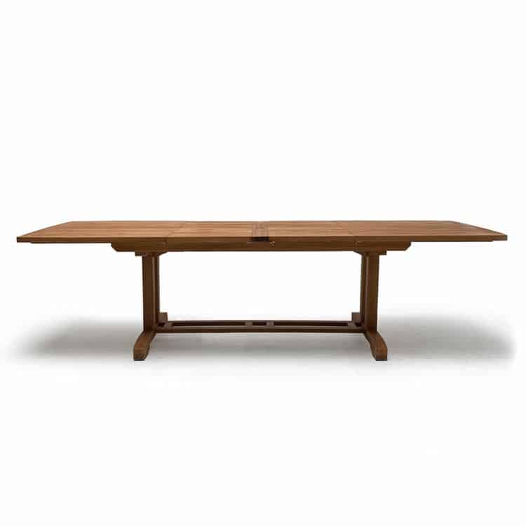11 Pc Teak Outdoor Rectangular Double Extension Dining Set β Portland Table & Chamber Stacking Chairs | Seats 10