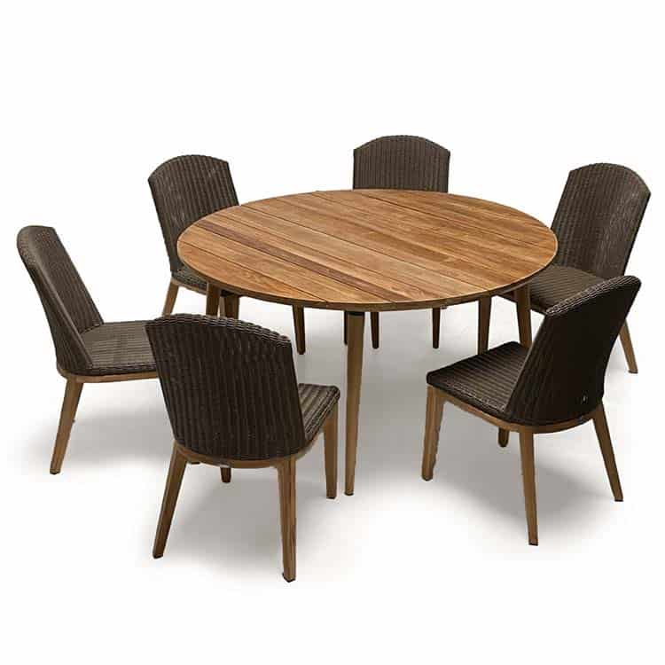 7 Pc Mid Century Modern Outdoor Teak Dining Set Lara Grace side
