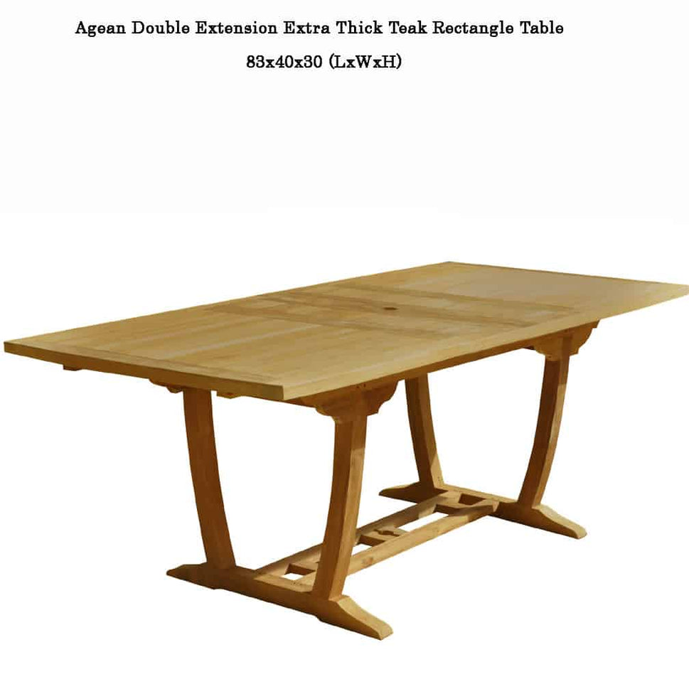 7 pc McGill Teak Outdoor Patio Dining Table Set | Aegean and Titan