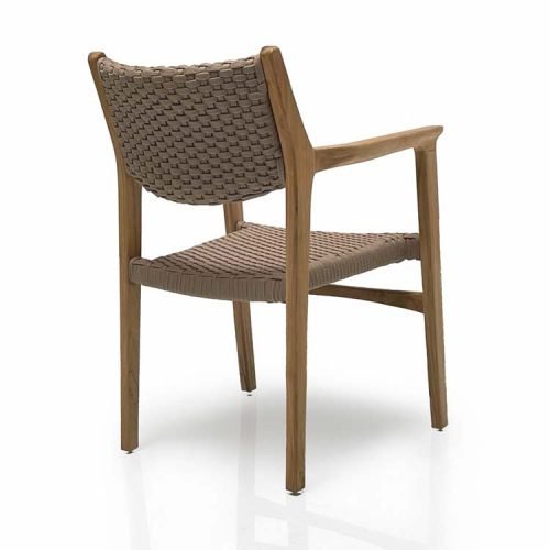 7 Pc Solid Teak Outdoor Round Dining Set – Helios Table with Odyssey Stacking Chairs
