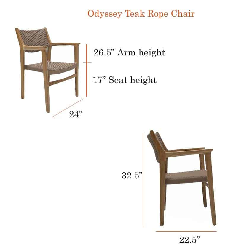 Teak Rope Patio Stacking Dining Chair Odyssey
