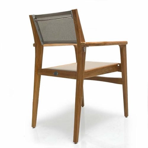 Danish Teak Sling Stacking Arm Chair – Taupe | Mid-Century Modern
