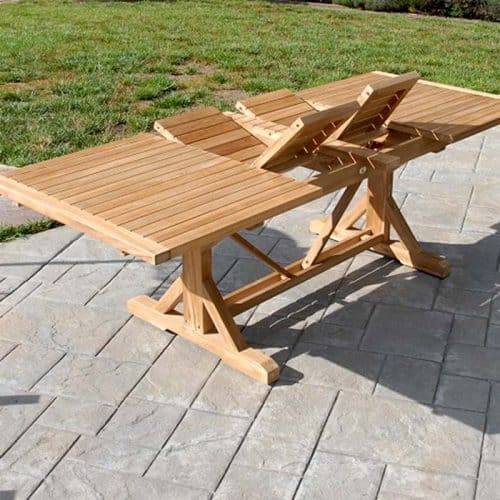 8 feet Teak Double Extension Beam Table Heritage