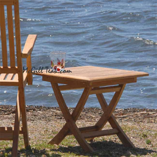 Teak Square Folding Outdoor End Table Sirus