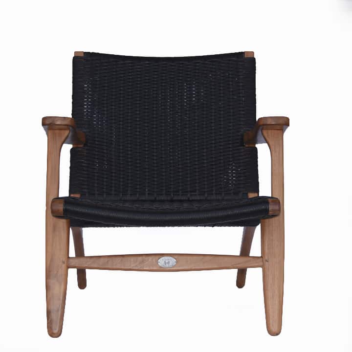 4 pc Club Rope Chair Set β The Rope Chair Black with Accent tables.
