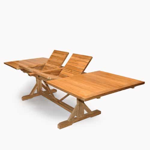 8 feet Teak Double Extension Beam Table Heritage