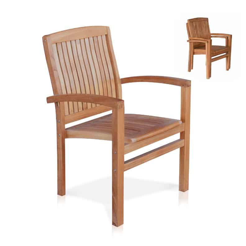 11 pc Teak Outdoor Dining Table Set Titan Table & Tenafly Stacking Chair