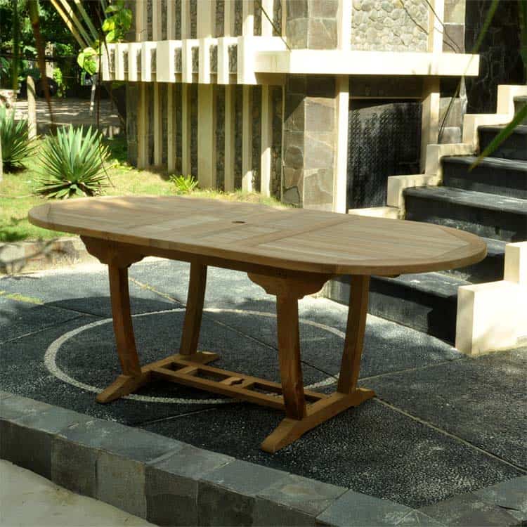 Teak Outdoor 7 feet Oval Double Extension Dining Table -Aegean