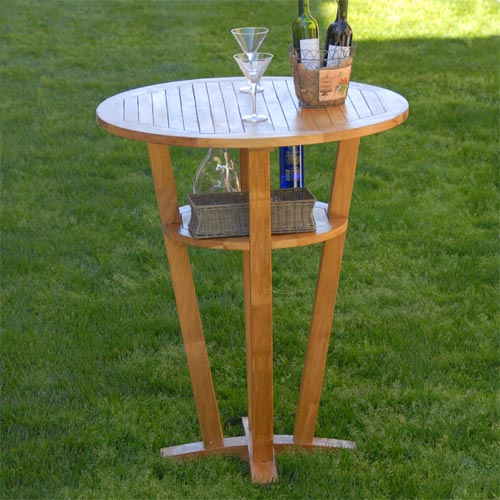 Teak Outdoor Round Bar Table – Weber