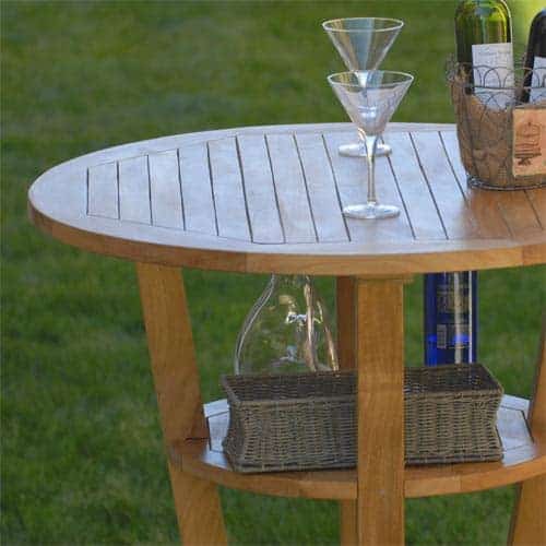 Teak Outdoor Round Bar Table – Weber