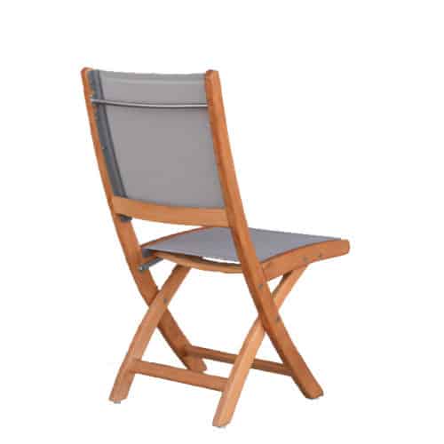 Outdoor Teak Dining Set -Bromo Farm table with folding Batyline Sling chairs