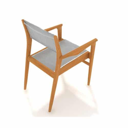5 Pc Teak Outdoor Dining for Four Round table and Danish Sling stacking chairs