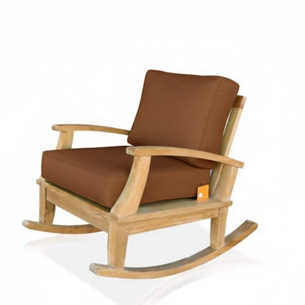 Bali Teak Deep Seat Outdoor Rocking Chair | Patio Lounge Rocker