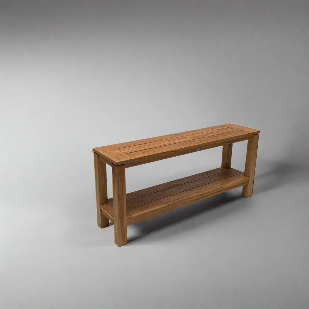 67 inches wide Recycle Teak Indoor Outdoor Console Table with Shelf