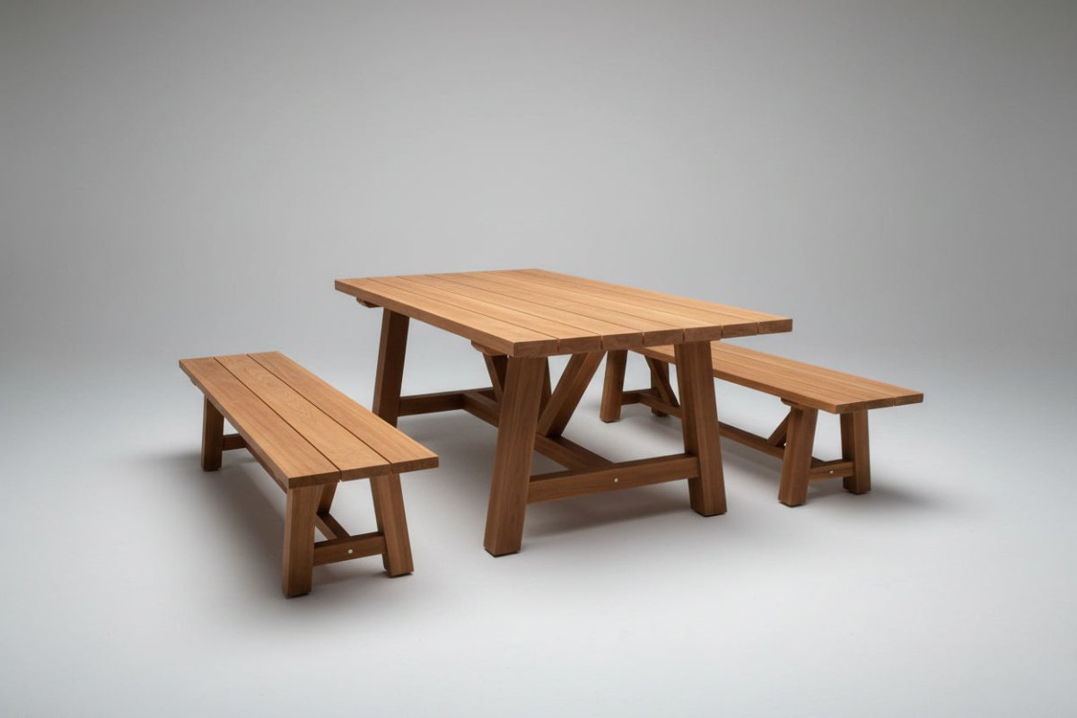 6.5ft Recycle Teak French Beam Bench - Rustic Natural Finish