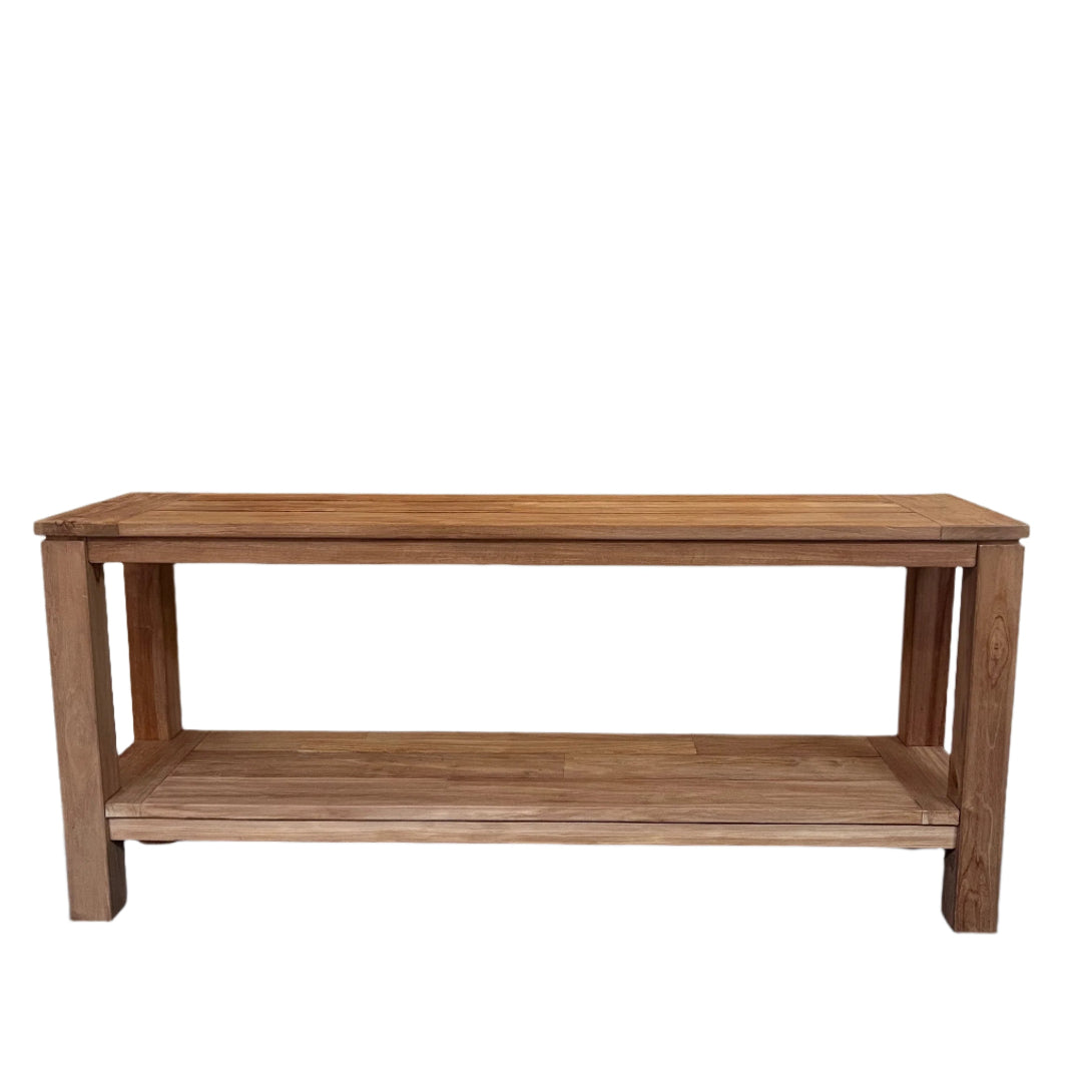 67 inches wide Recycle Teak Indoor Outdoor Console Table with Shelf