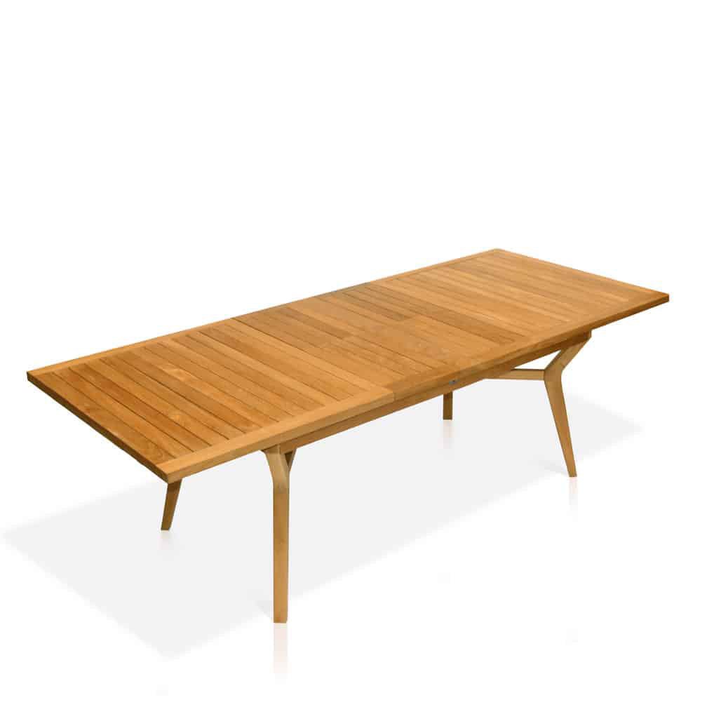 9pc Mid-Century Teak Outdoor Dining Set – Olga Extension Table & Stacking Chairs