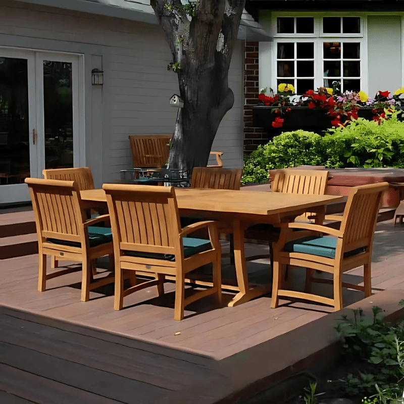 10 ft Teak Outdoor Double Extension Rectangular Patio Table Titan