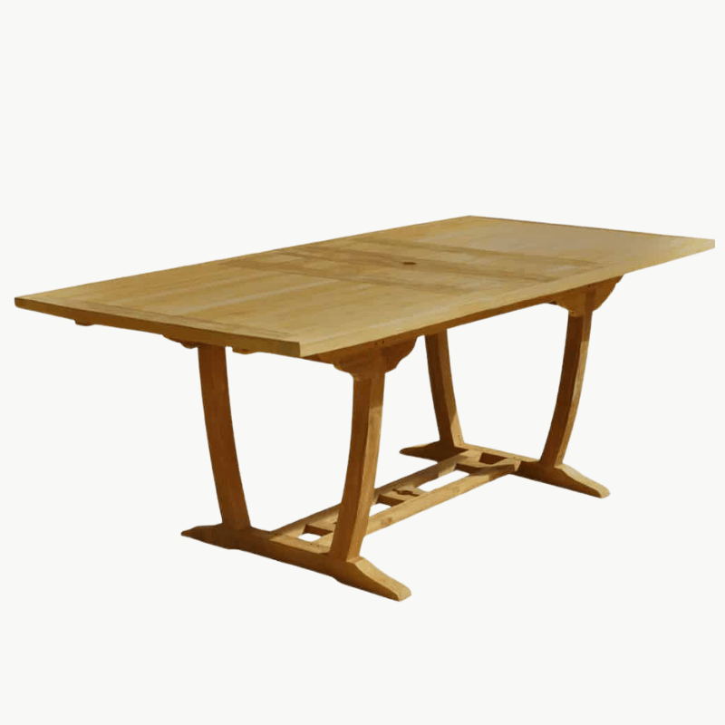 10 ft Teak Outdoor Double Extension Rectangular Patio Table Titan