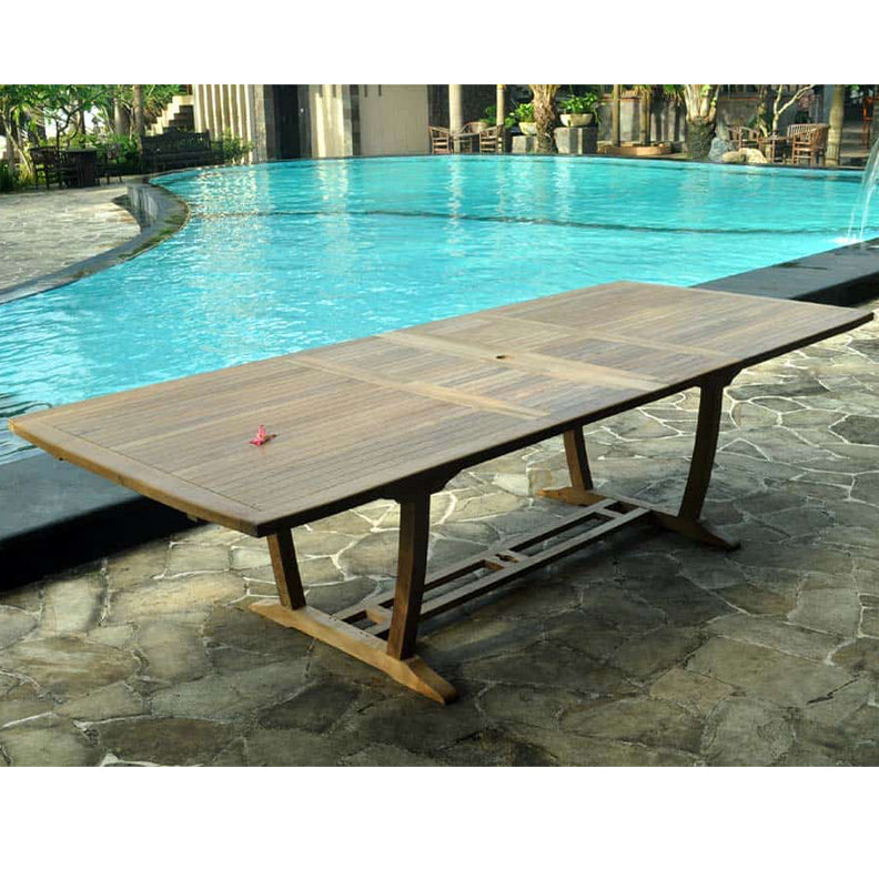 11 pc Teak Outdoor Dining Table Set Titan Table & Tenafly Stacking Chair