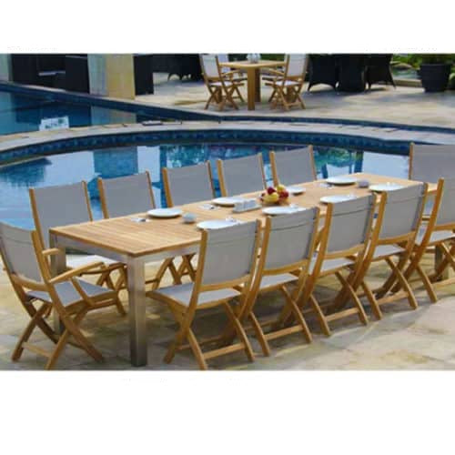 Teak Sling Patio Folding Arm Chair Rivera